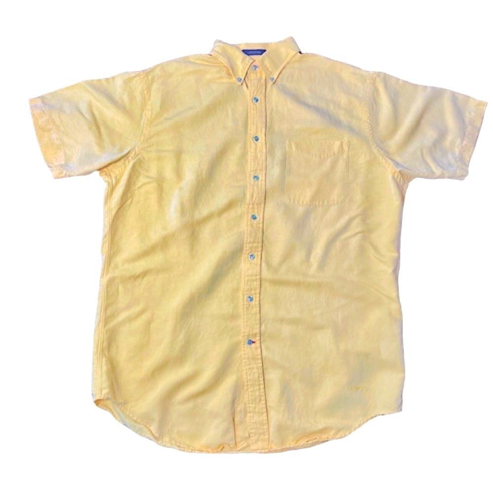 Daniel Cremieux Men's Silk Linen Blend Button Shirt Yellow L